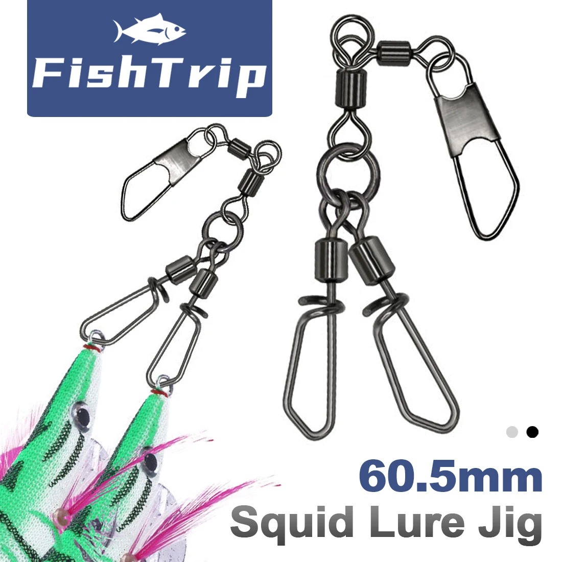 

FishTrip 5 шт. 3-сторонний поворотный разъем для приманки для кальмара, аксессуары, черная нержавеющая сталь для соленой и пресной воды