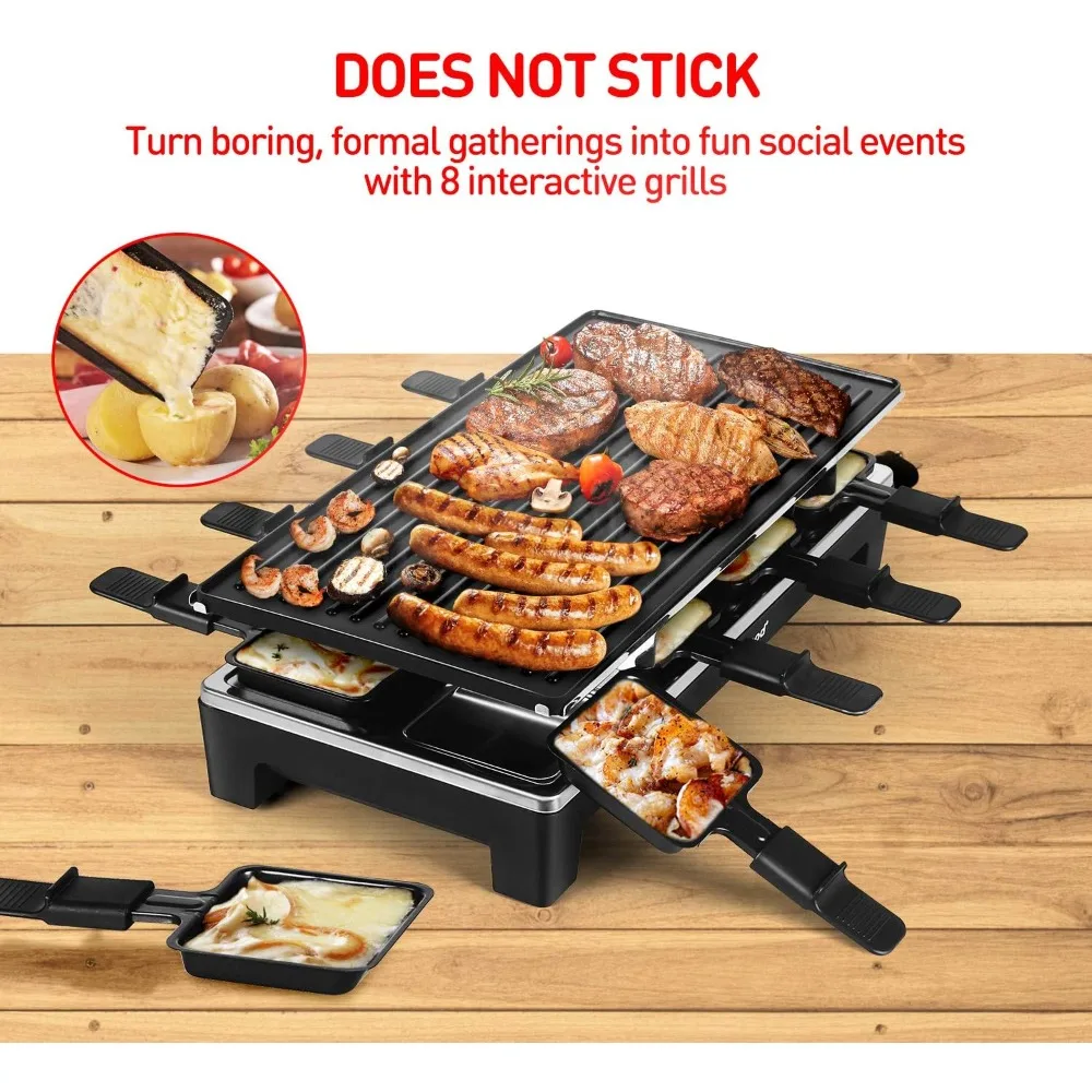 

Raclette Table Grill, Electric Indoor Grill Korean BBQ Grill, Removable 2-in-1 Non-Stick Grill Plate, 1500W Fast Heating