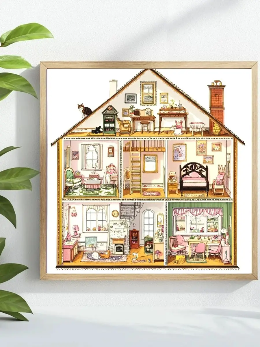 1 Stück 40x40 cm/15,74 Zoll Innendekoration des Hauses, gestempeltes Kreuzstich-Set, DIY-Set 11CT/14CT, Vollstickerei, Joy Sunday – Detail 1