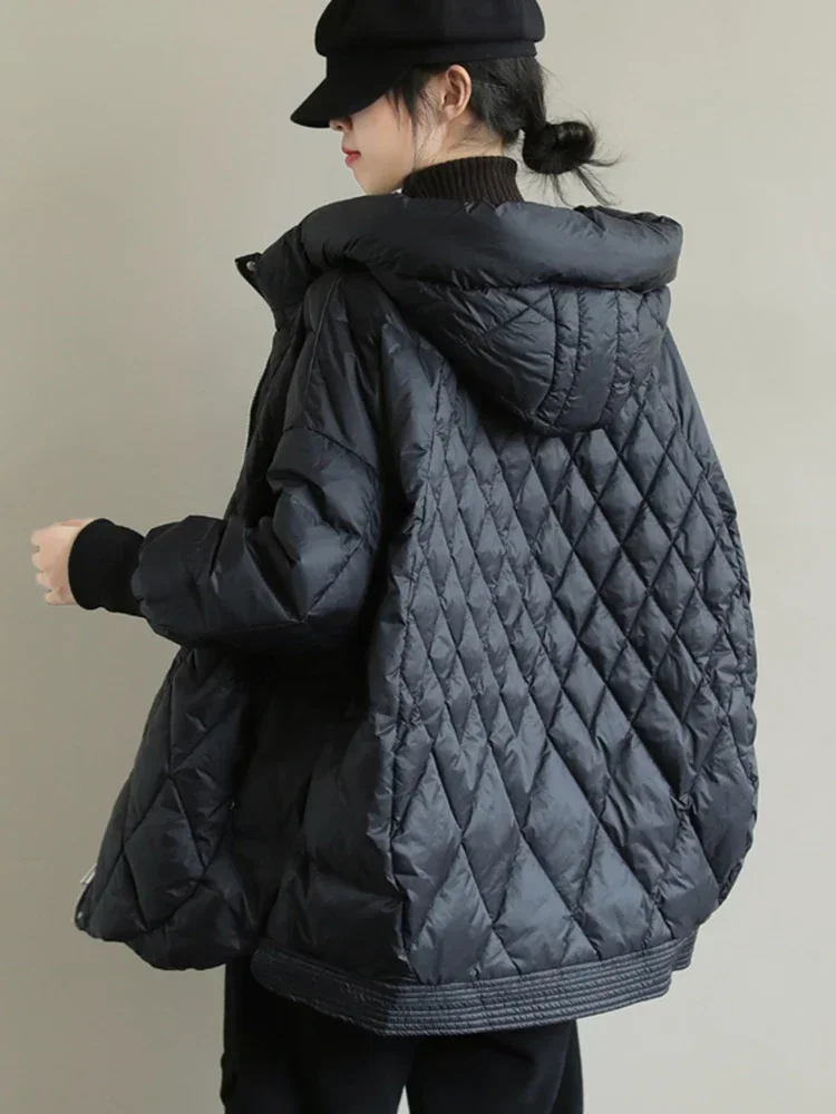 

New Autumn Winter Women Hooded Loose 90% White Duck Down Parka Casual Female Thick Warm Down Coat Snow Jackets Outwear