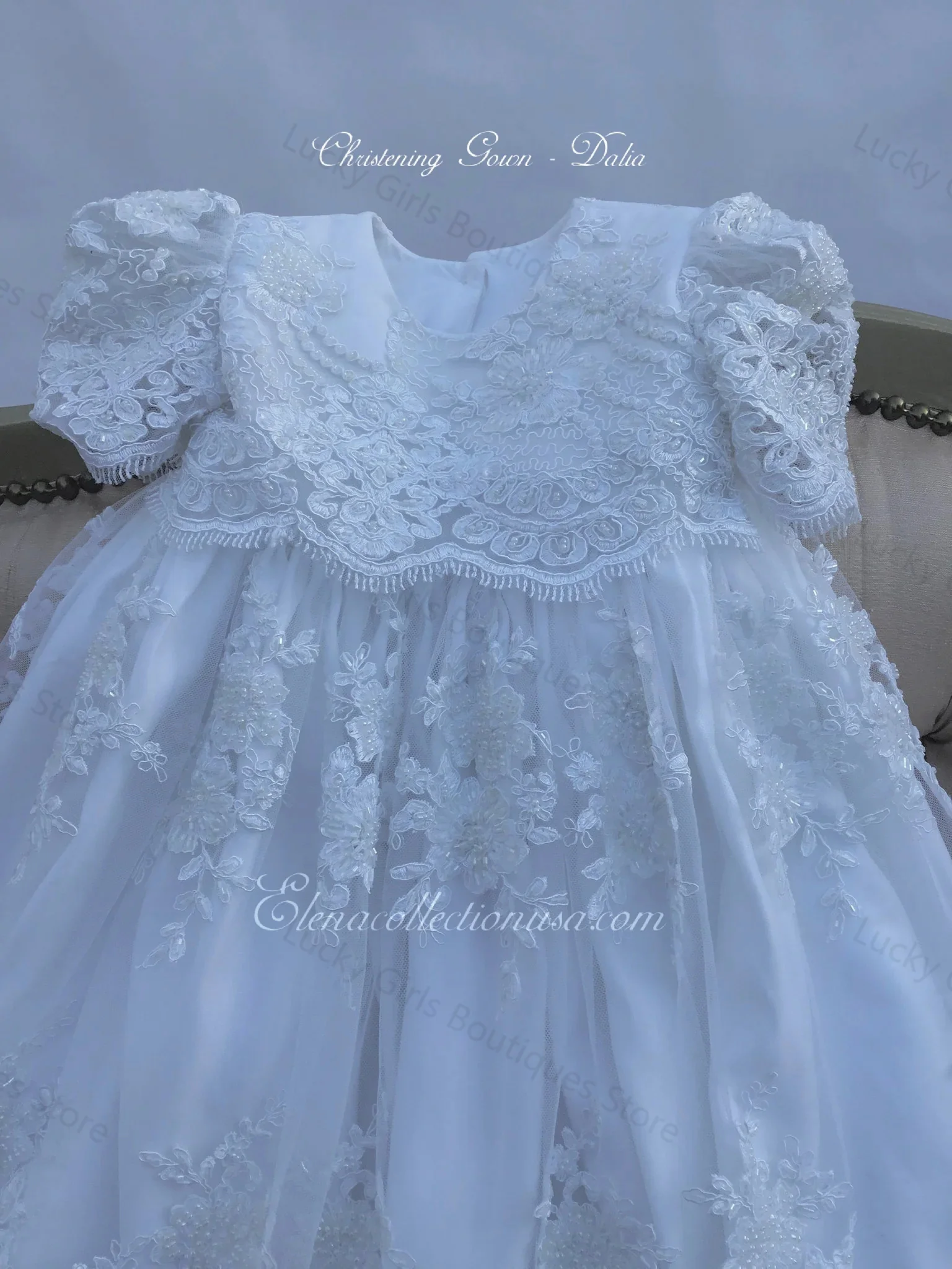 Glamorous Christening Gowns for Kids Lace Appliques First Communion Dresses Luxury Little Girls Toddler Baby Baptism Dresses