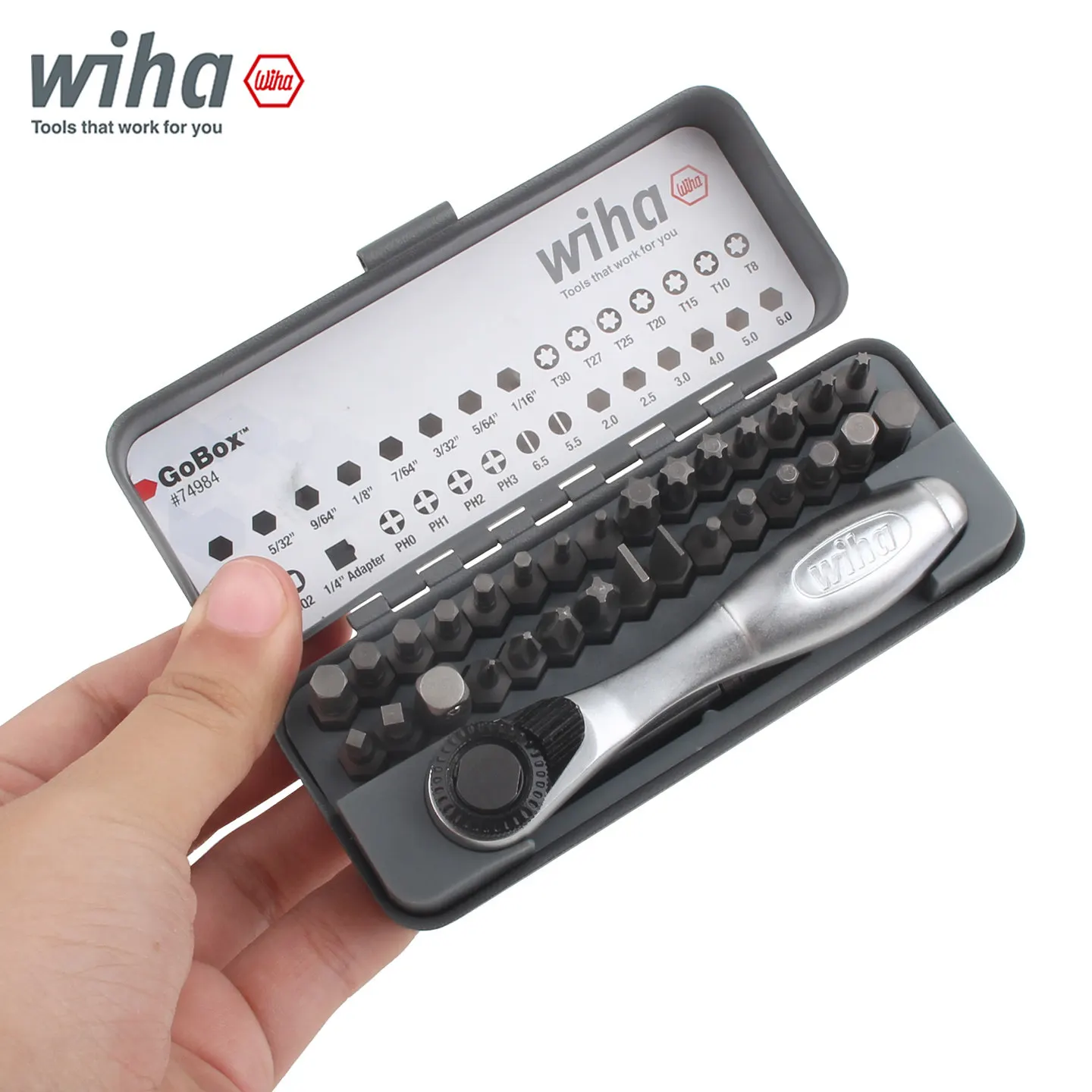 Wiha 74984 32-in-1 Ratchet Precision Screwdriver Bit Set, Multi-Size Bits Portable Storage Case DIY Hand Repair Tool