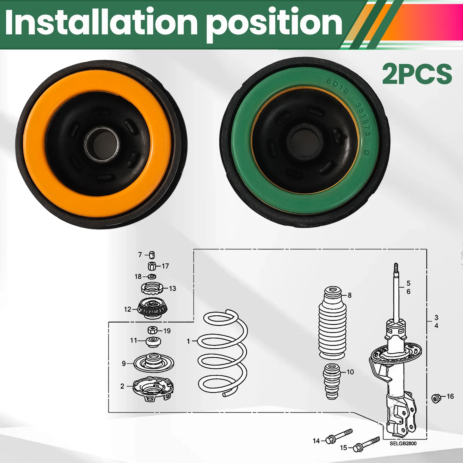 2pcs Front Top Strut Mount Bearing Bushes Kit For Holden Commodore Opel Vauxhall OE# 92048903 Chevrolet Caprice Cadillac Pontiac