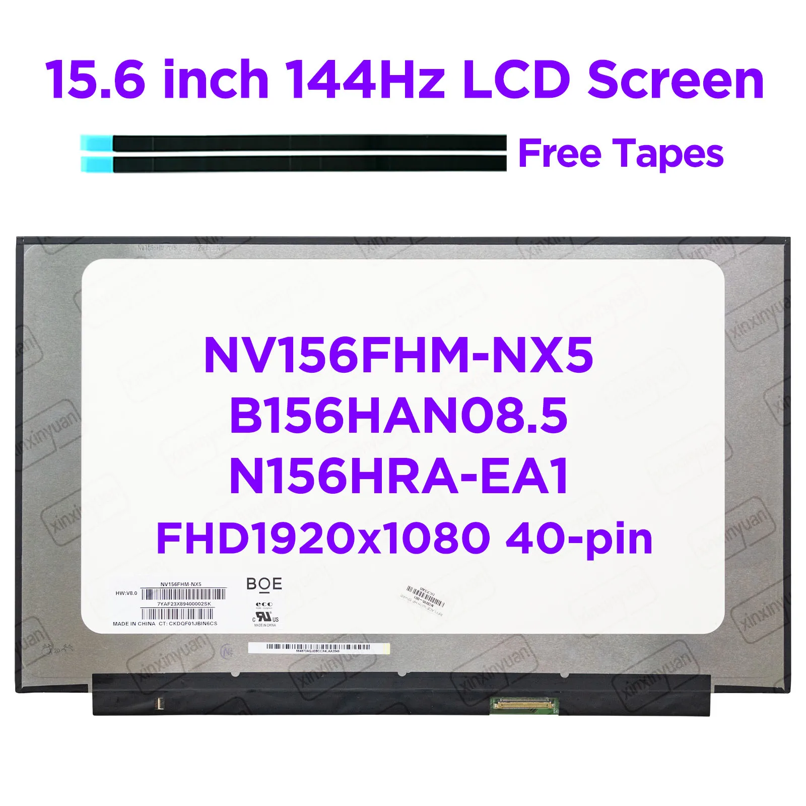 

15.6-inch 144Hz Laptop LCD Screen NV156FHM-NX5 B156HAN08.5 for HP Victus 15-FA 15T-FA 15-FB Display Replacement 1920x1080 40-pin