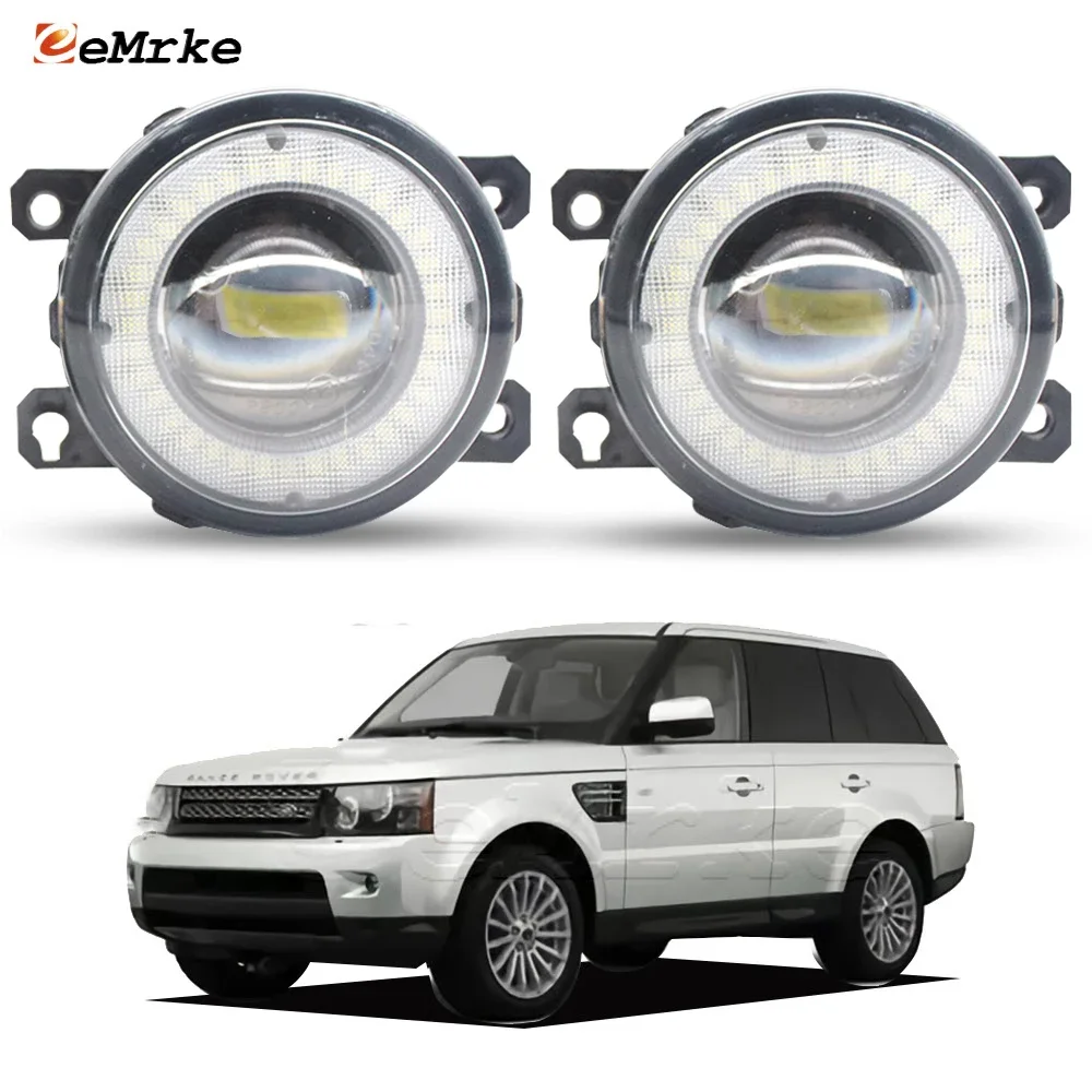 Upgrade LED Car Fog Lights Lamp for Land Rover Range Rover Sport L320 2010-2013.04 with Glass Lens Angel Eyes External DRL PTF