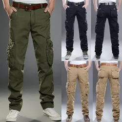 Pantalones casuales con múltiples bolsillos para hombre, chándal táctico militar, pantalones Cargo al aire libre para senderismo, sudadera de Trekking, pantalones de algodón para hombre