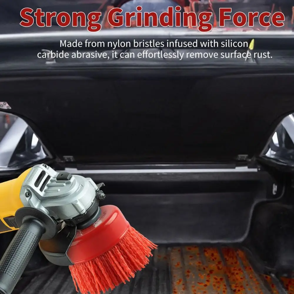 

2 упаковки, 4-дюймовая нейлоновая щетка с резьбой, макс. 8000 об/мин, абразивная чашка, щетка, колесо 5/8 дюймов-11, резьбовая оправка, 100 мм, абразивный инструмент