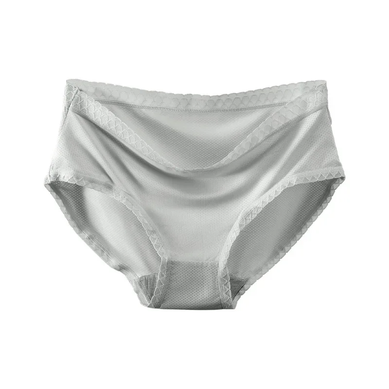 Silk mesh women's summer lightweight antibacterial pure cotton mid-rise triangle panties for girls, suitable for summer.