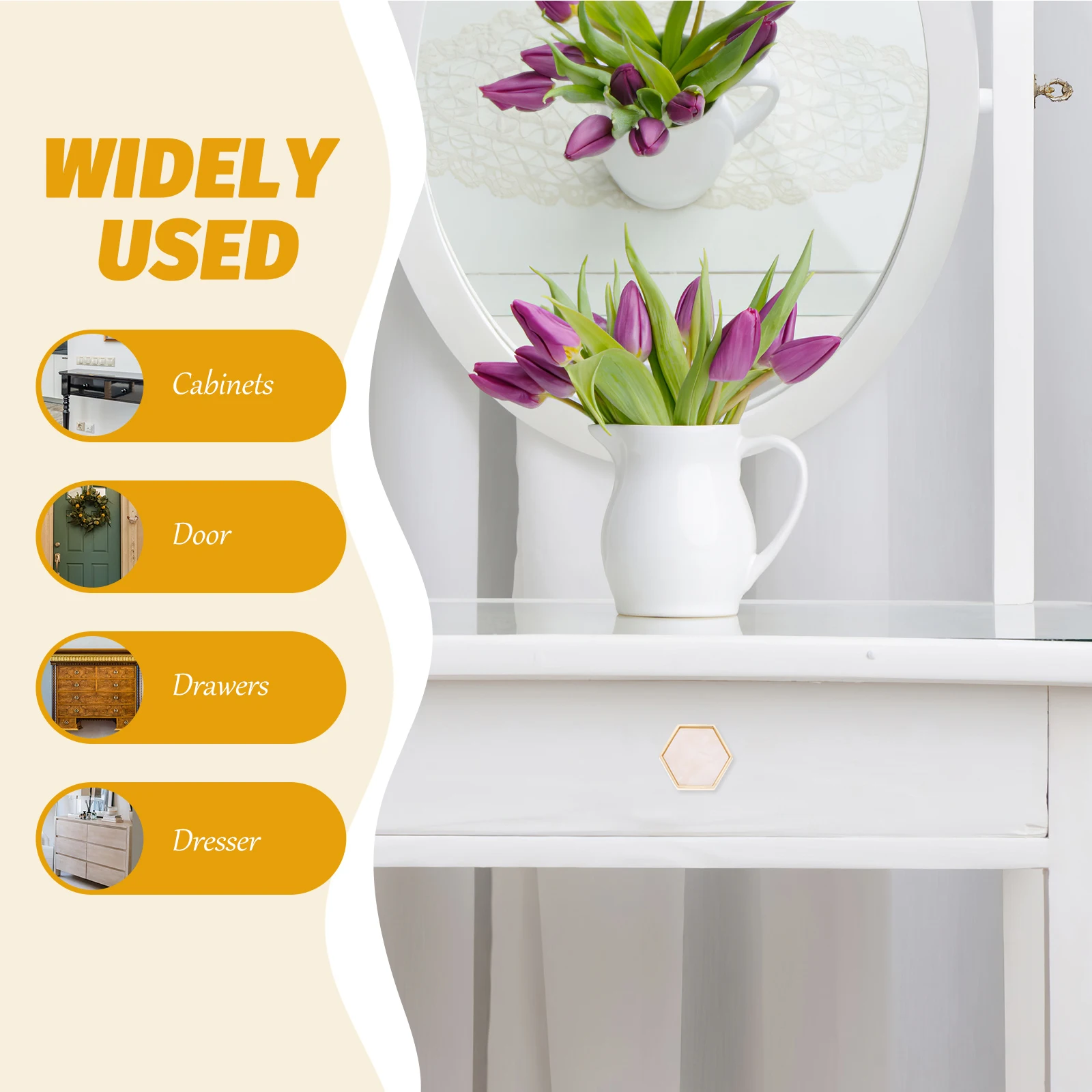 

4pcs Hexagon Drawer Handles Gold Cabinet Pulls Dresser Drawer Knobs Replacement Kitchen Bathroom Cabinet Handles Zinc Alloy