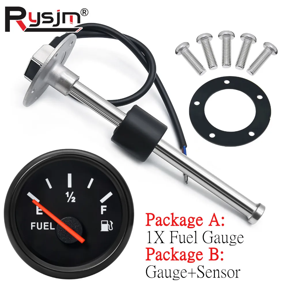 

2" 52mm Fuel Level Gauge+Fuel Float Level Sensor 0-190 Ohm Oil Tank Meter Indicator With Red Backlight For Boat Yacht Car 9-32V