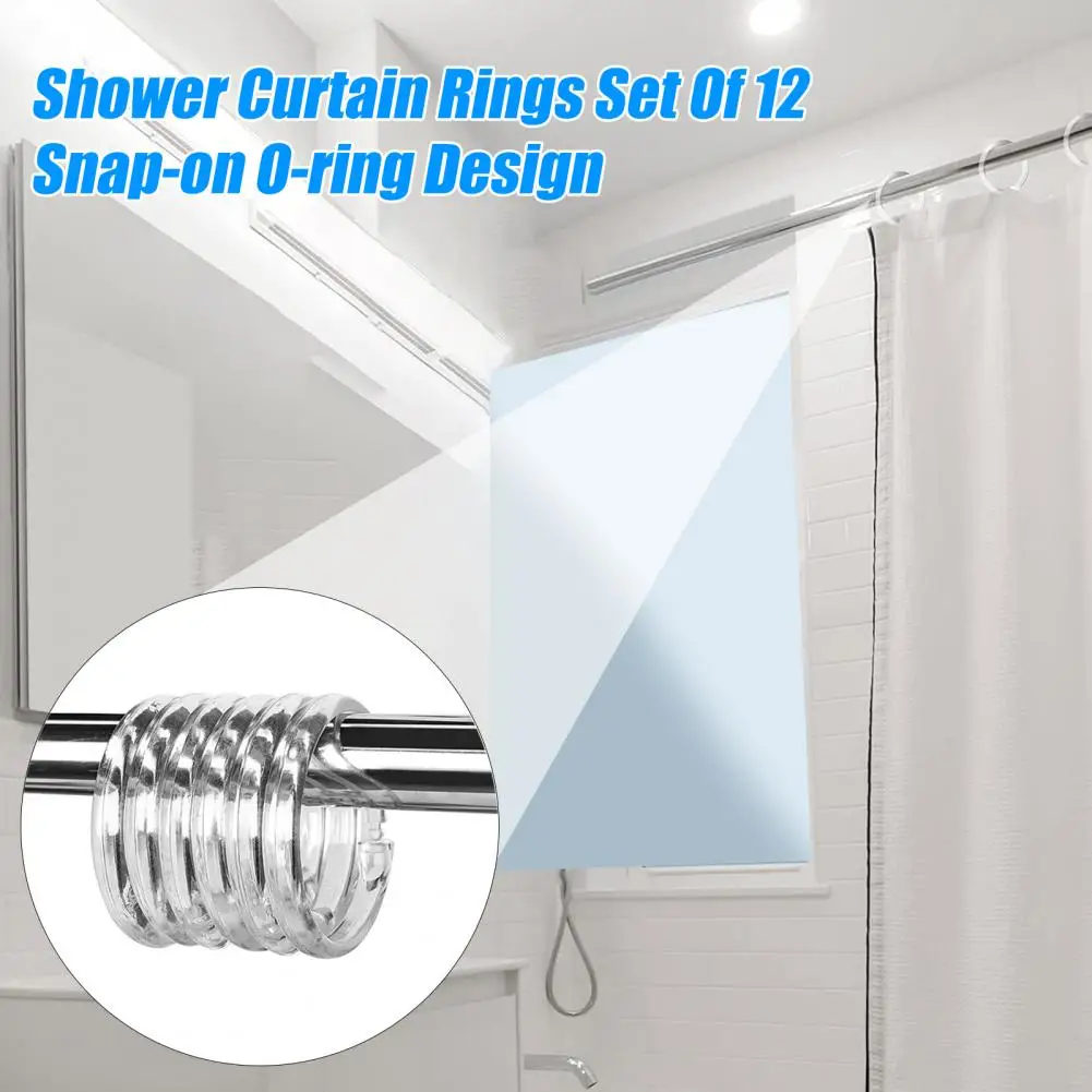 Shower Curtain Rings Set of 12 Plastic Shower Curtain Rings Easy Closure Hooks for Bathroom Shower Curtain Liner Set of 12 O