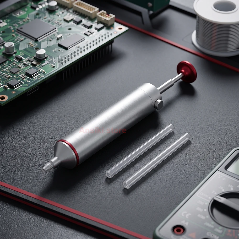ANSIKI MJF-D9 Portable Aluminum Alloy Desoldering Pump Strong Suction Solder Sucker for Electronics PCB Soldering Repair image 4