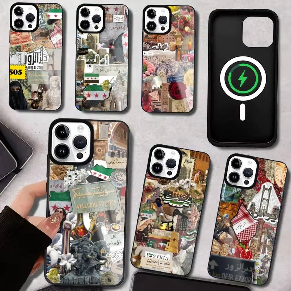 

S-Syrian Revolution Flag Phone Case for iPhone 17/16/15/14/13/12/11 pro Max - Magnetic Magsafe Wireless Charging Compatible