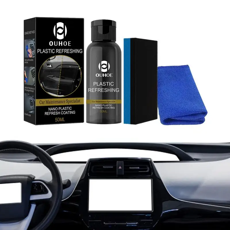 

30ml/50ml Plastics Refreshing Coating Agent Car Refurbishing Agent With Sponge Automotive Interior Cleaning Agent With Sponge