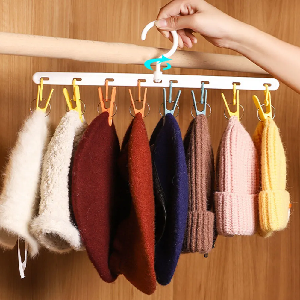 

2 Pcs Plastic Hangers for Closet Home Hat Storage Clip Clothes Drying Clamp Multipurpose Tidy Space Saver Hat Rack ganizers