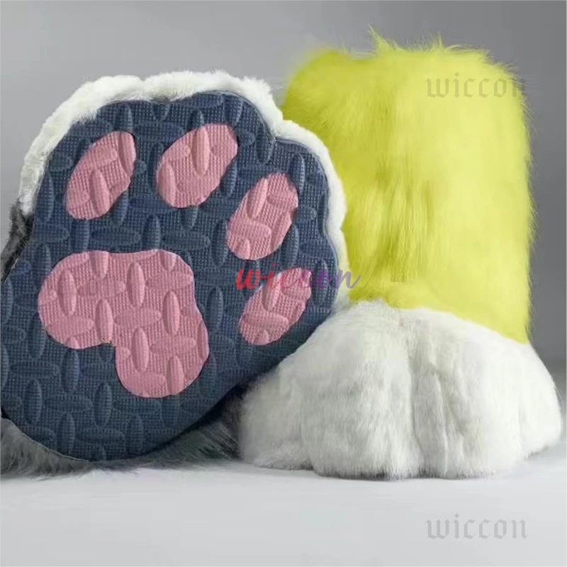 Fursuit-zapatos de patas para Cosplay, accesorios peludos, botas de gato conejito, Manga esponjosa, Animal, fiesta, disfraz Unisex usable