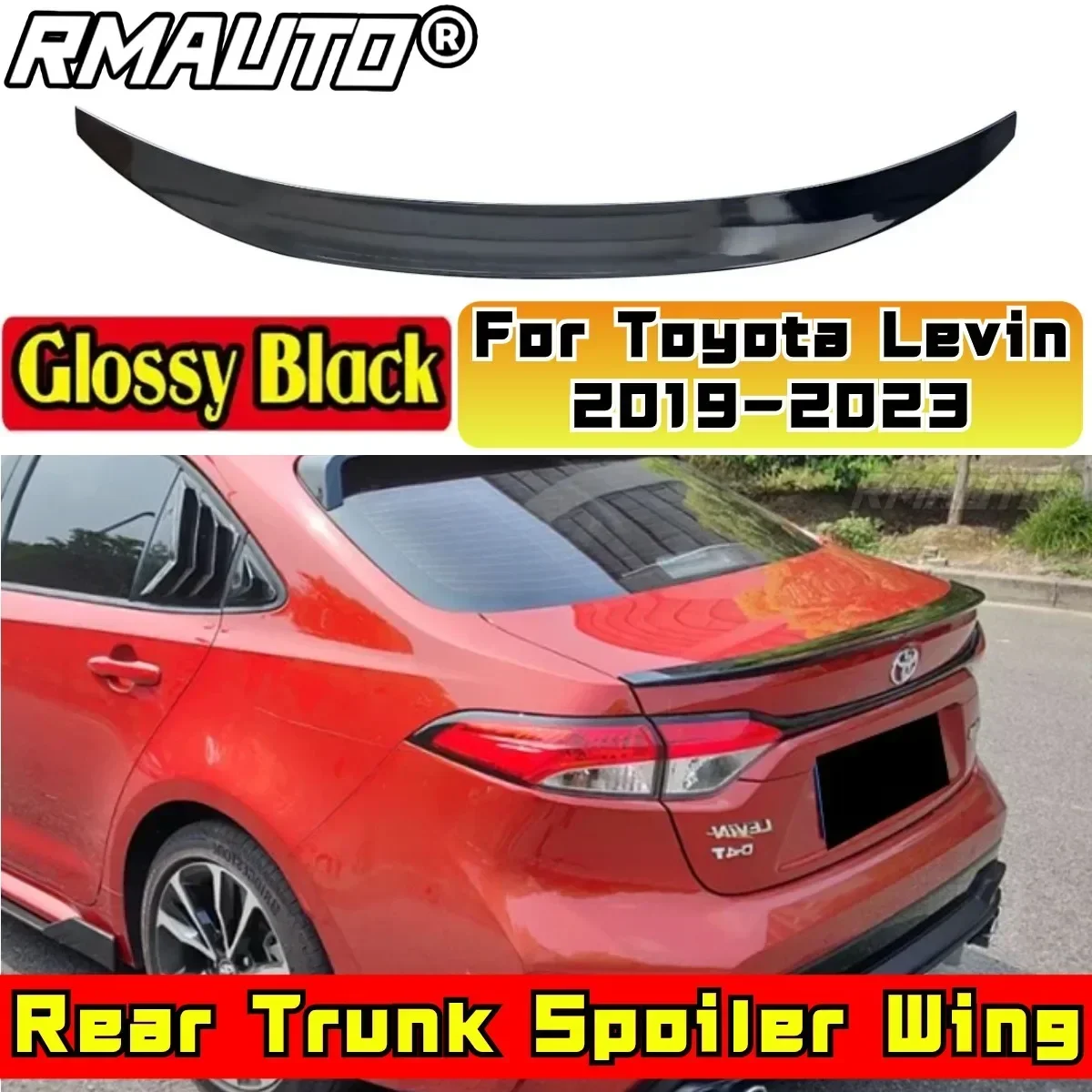 For Toyota LEVIN 2019-2023 Rear Spoiler Wing Exterior Part ABS Plastic Car Rear Roof Spoiler Rear Trunk Spoiler Car Accessories