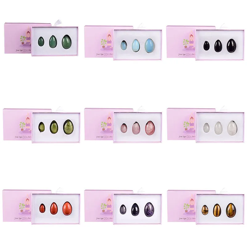 

3/4pcs Drilled Yoni Egg Set With Box Natural Rose Quartz Jade Eggs Women Kegel Exerciser Pelvic Floor Muscle Exercise Massager