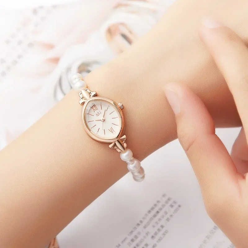 Quartz Watch with Freshwater Pearls for Women, Wrist Watch, Sweet and Elegant, Natural, Gift for Her, Casual Pointer