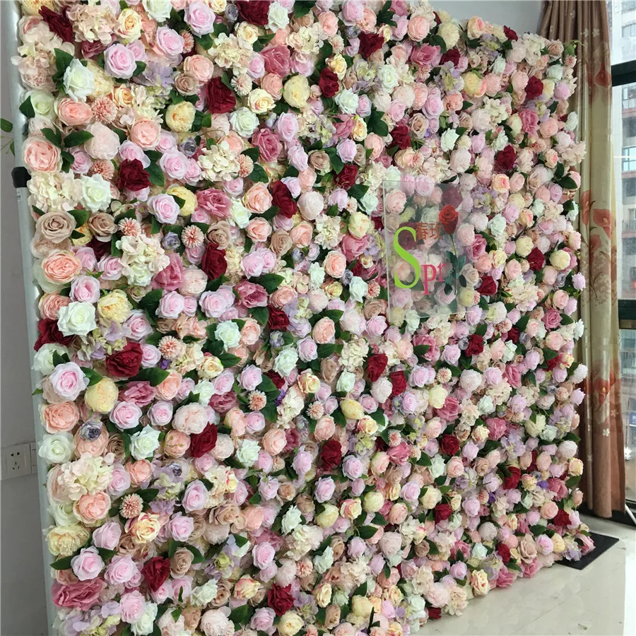 

SPR China Supplies Home Decor Rose Peony Arrangement Silk Artificial Flower Wall Panel Backdrop Wedding Decoration