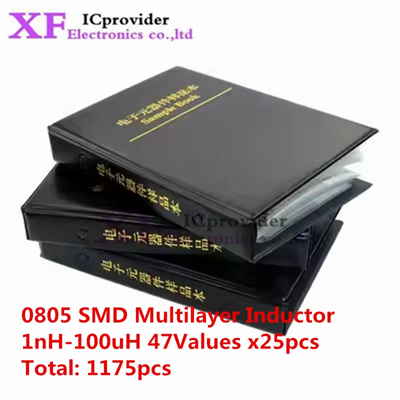 0805 SMD Multilayer Inductor Sample Book 1nH~100uH 47Values x25pcs=1175pcs Assorted Kit