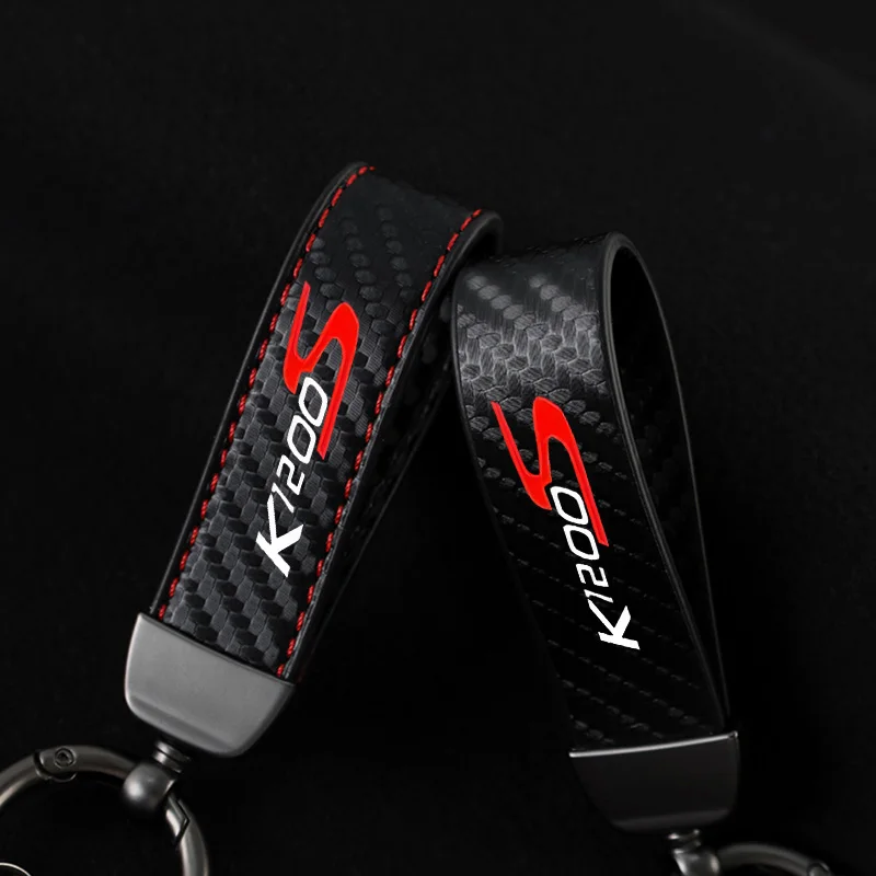 Car bon fiber For K1200GT K1200R K1200S K1200RS GT R S Motorcycle Keychain Holder Keyring Key Chains Lanyard Key Chain