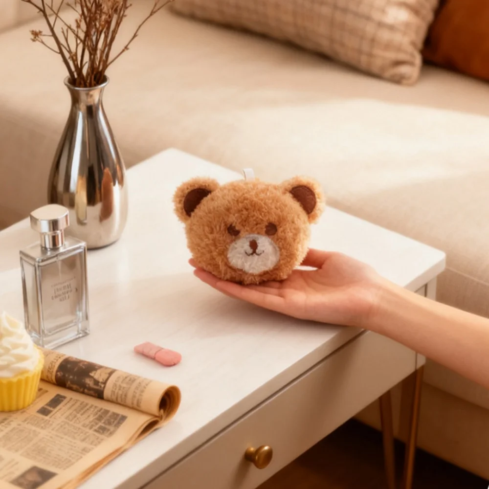 Plush Bear High-definition Makeup Mirror Women Girls Round Mini Pocket Cosmetic Mirror Portable Travel Mirrors Makeup Tools