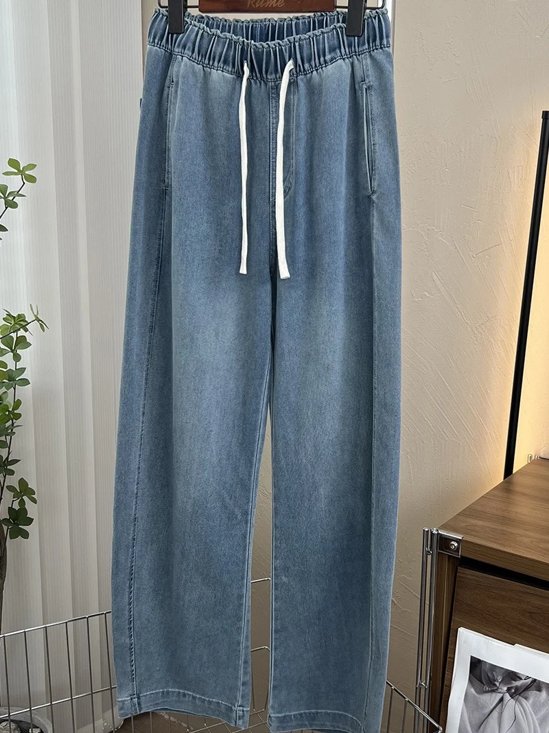 Superaen 2024 Herfst Nieuwe Aankomst Japan Stijl Elastische Taille Jeans Voor Dames Losse Casual Straight Leg Jeans