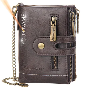 Baellerry الرجال محافظ اسم النقش 11 حاملي بطاقات الرجال محفظة قصيرة مزدوجة سستة عملة جيب عالية الجودة الذكور محفظة Cartera