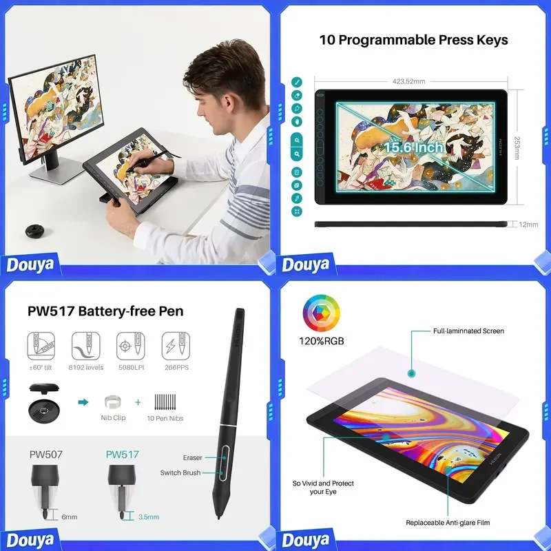 Kamvas 16 2021 Graphic Drawing Tablet Portable Drawing Boards with Display