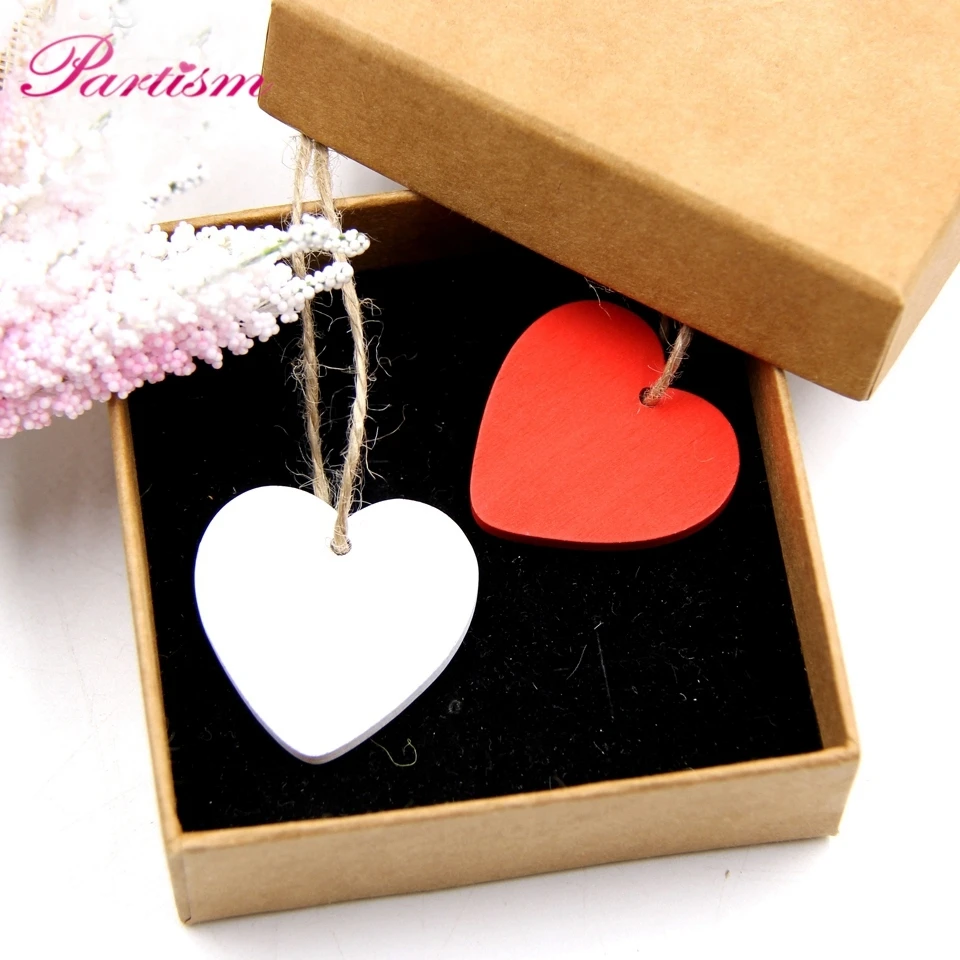 10PCS Heart Wooden Pendants Ornaments Mini Wood Craft Vintage Home Wedding/Birthday Party Decorations Wedding Favors Gifts