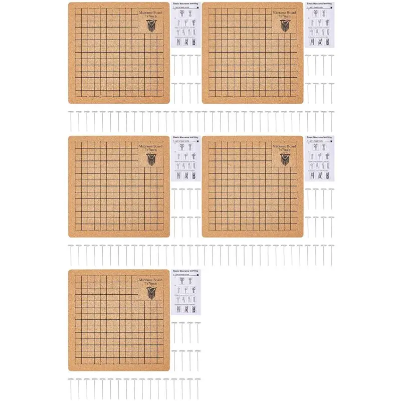 

【CHRISTMAS 】5 Set 7 X 7 Inch Macrame Cork Braiding Board And Pins Kit For Jewelry Making Measuring Threading Beginners DIY Art