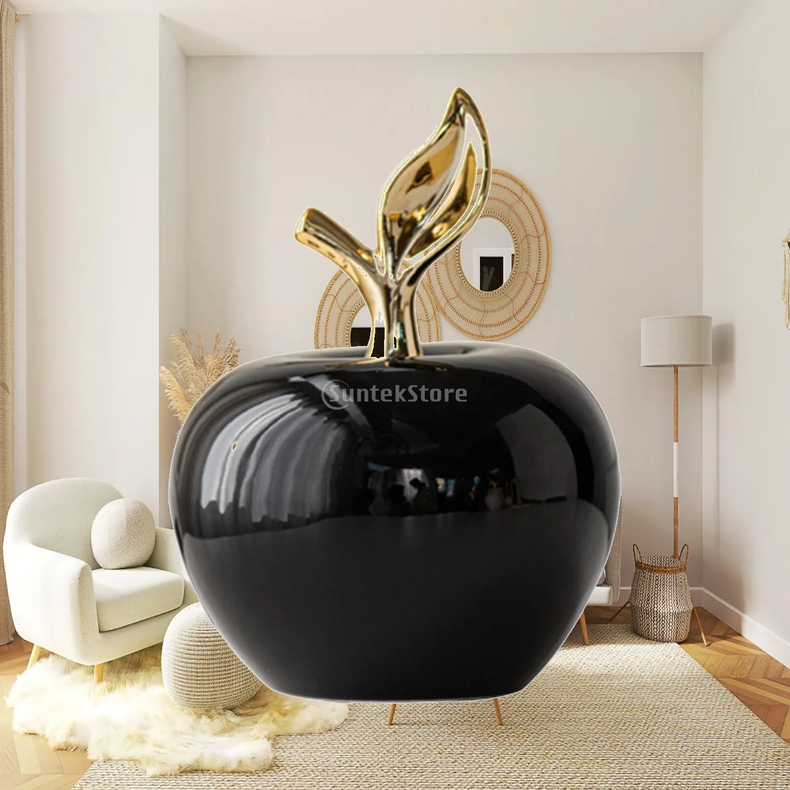 Premium Ceramic Apples Statuette Modern Desk Statue Fruit Decoration for Hotel Entrance Bookshelf Decor