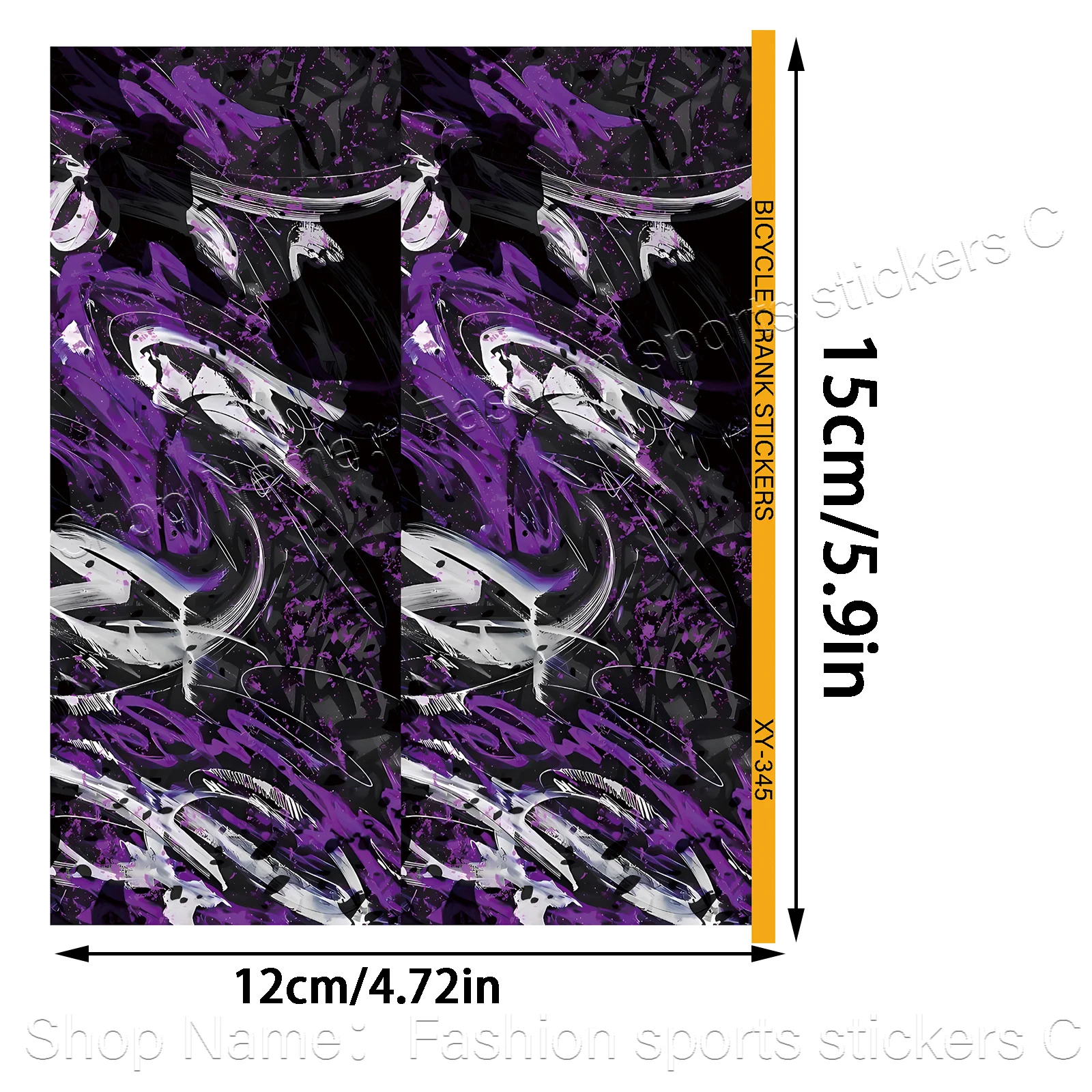 2Pcs Purple Black Abstract Graffiti Crank Arm Protector Stickers, Waterproof Scratch Resistant Decals For Mountain & Road Bikes