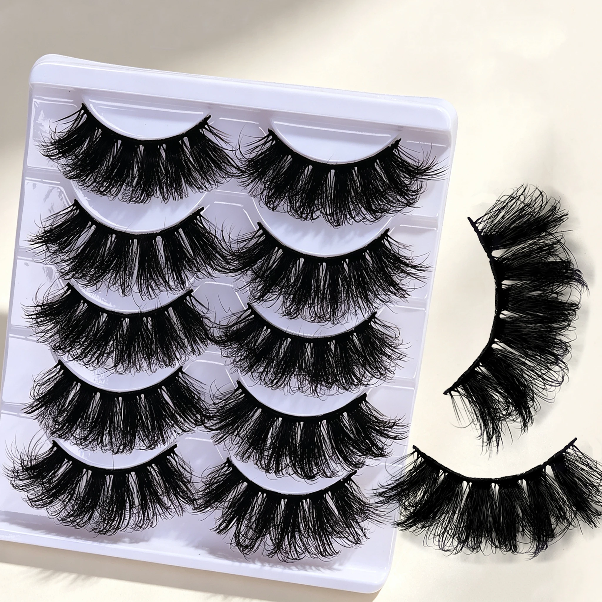 5 Pairs 3D False Eyelashes Dramatic Volume Thick Fluffy Faux Mink Lashes Soft Reusable Fake Lashes for Party Daily Eye Makeup