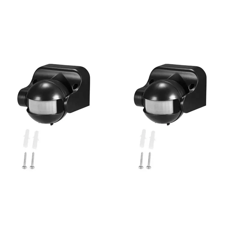 

【BRILLIANT 】2X AC 110 В-240 В PIR инфракрасный датчик движения, переключатель 180 градусов, время задержки обнаружения движения, регулируемый, водонепроницаемый, черный