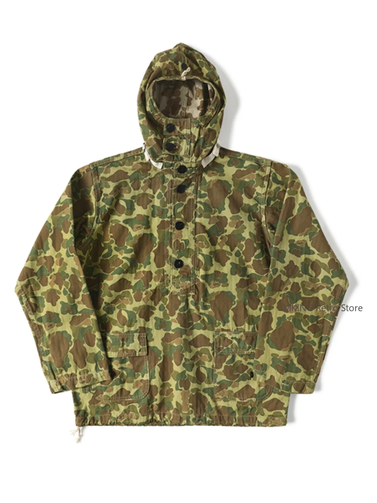 Rugged Bronson Selvage Denim GUNNER SMOCK Artillery Hand Protective Pullover Hooded Camouflage Blouse