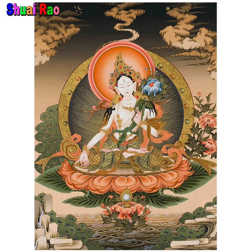 Tara Buddhist full drill diy Diamond Painting Cross Stitch Thangka Mandala Mosaic buddha 5D Diamond Embroidery wall decor