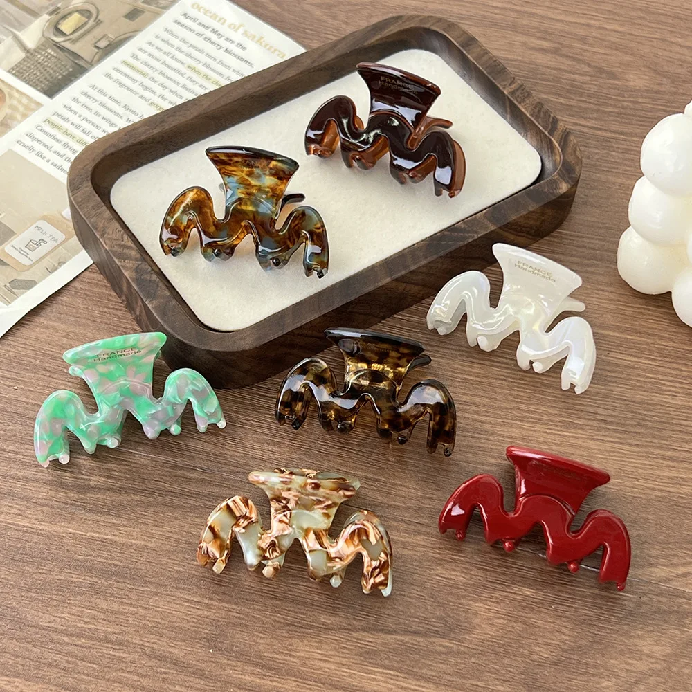 High-Quality Acetic acid Vintage Bow Tie Hair Claw Clips Large Easy to Use Ponytail Hair Clamps Durable Hairpin Hair Accessories