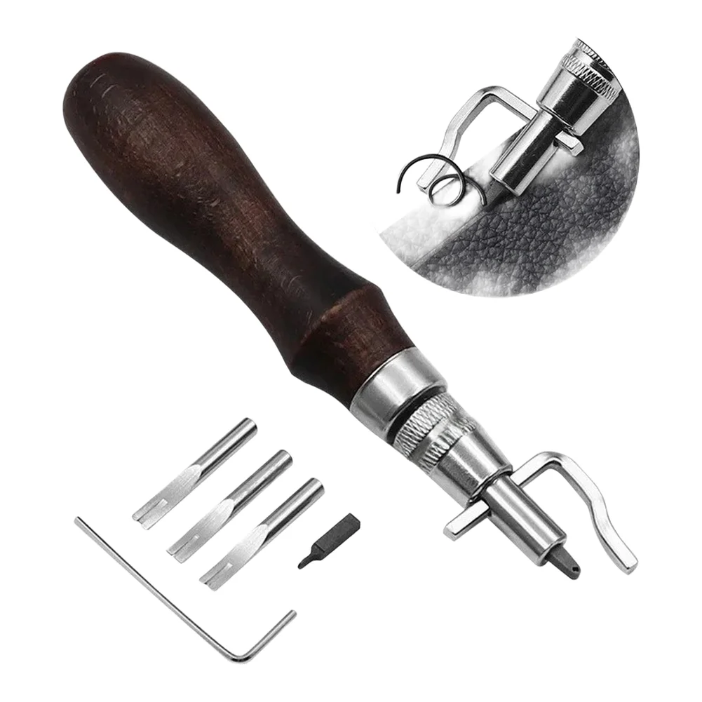 7-in-1 Multi-Function Trenching Tool Edge Trimmer Leather Stitching Groover And Creasing Edge Beveler Alloy Steel Tool Parts