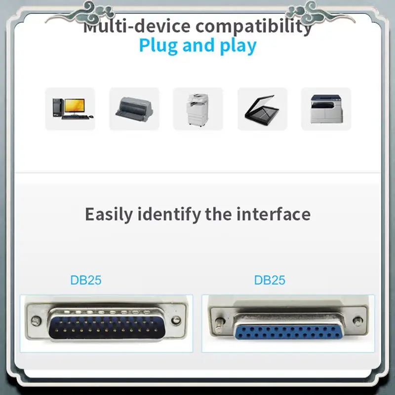 ABIJ-2X 25-Pin M To Hole F Extension Cable,DB25 - Parallel Printer Extension Cable (25 Pin, Male To Female, 1.5 Meter)