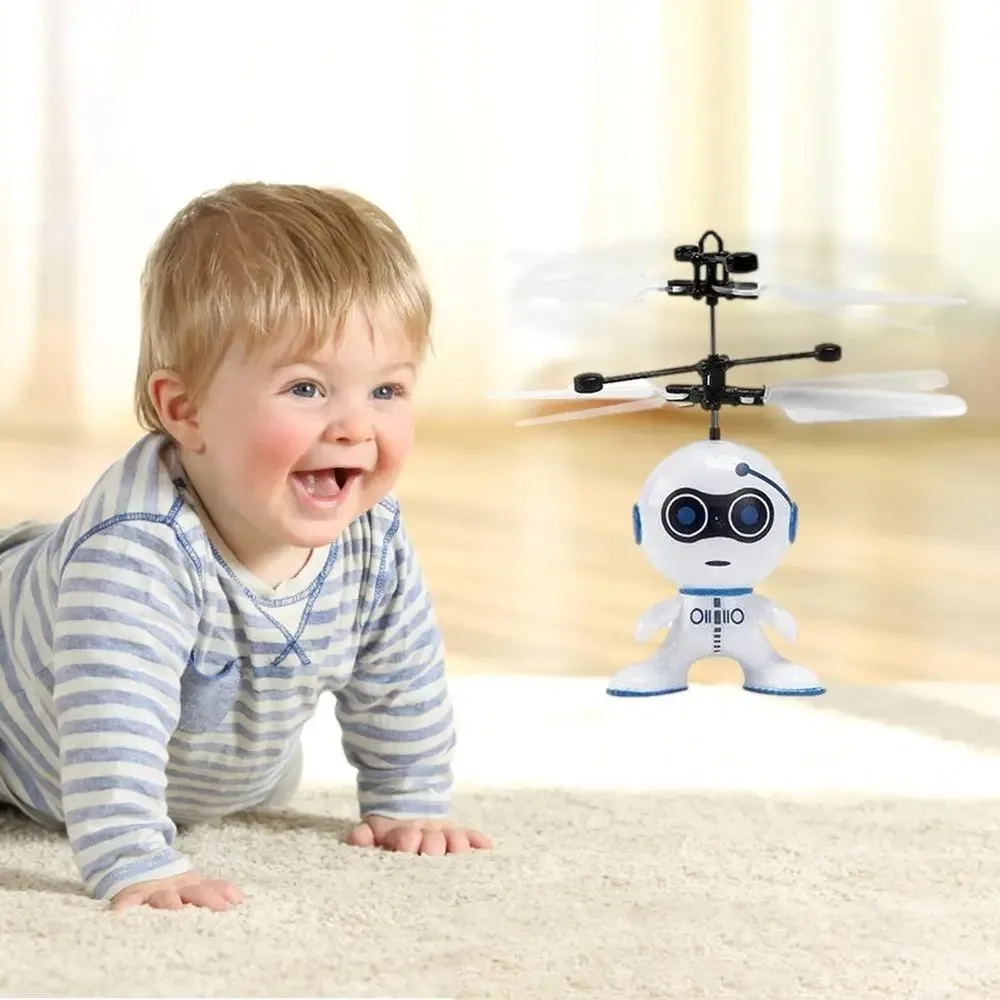 Flying Robot Toys Induction Robot with Conceal Power Switch Airplane Sensing Hand Movements RC Aircraft Remote Control Kids Toy