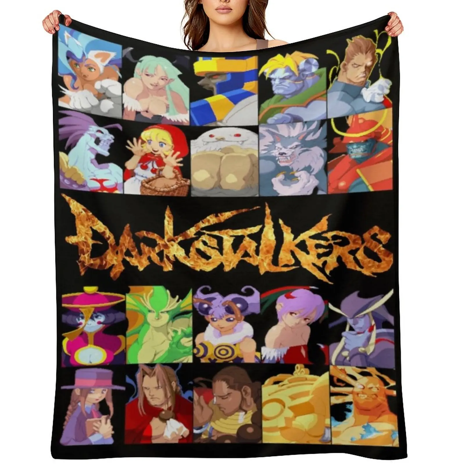 

Darkstalkers Throw Blanket Picnic manga Multi-Purpose Moving Blankets