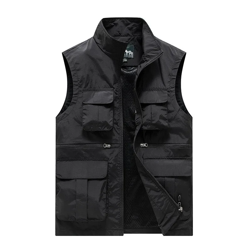 Men Sleeveless Jacket Hunting Hiking Fishing Multi-pocket Photographer Coat Outdoor Leisure Male Thin Cargo Jacket Vests M-8XL