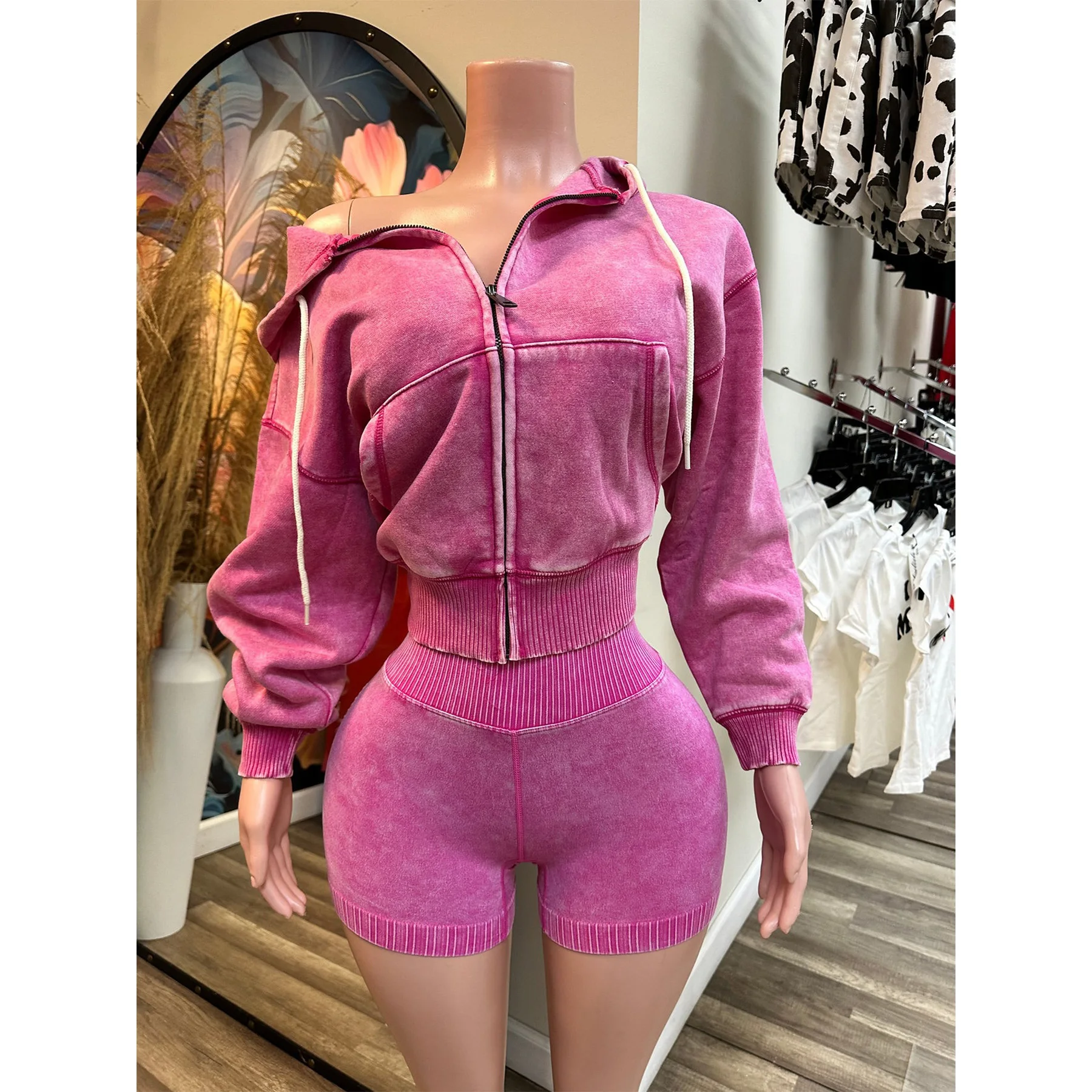 

Женский спортивный костюм-двойка: укороченная куртка и брюки/шорты, комплект для уличной моды Y2K, весенняя одежда 2026