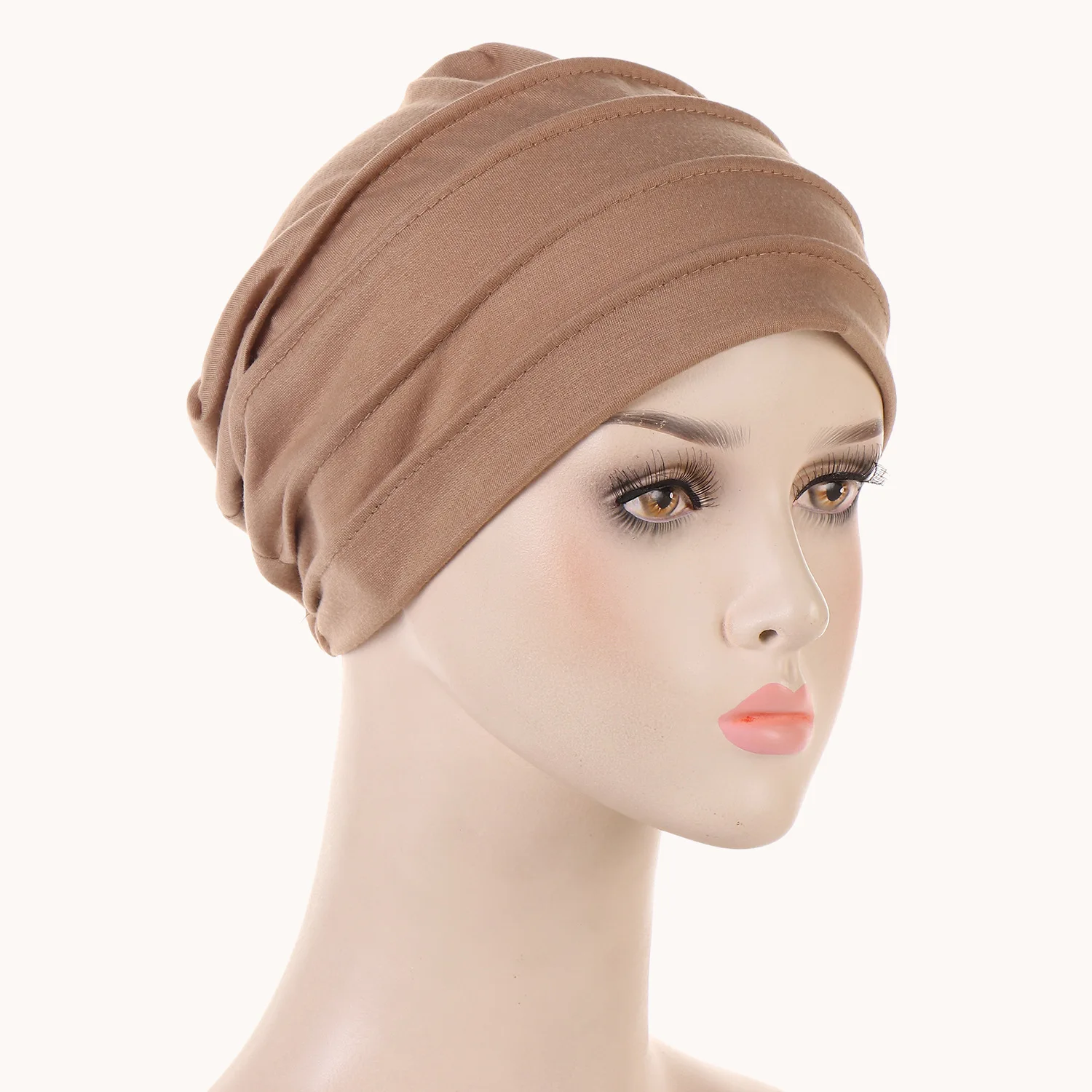 New Muslim Crinkle Turban Cap Solid Color Women Hijabs Islamic Chemo Cap Head Scarf Ladies Head Wrap Cover Hijab Scarf