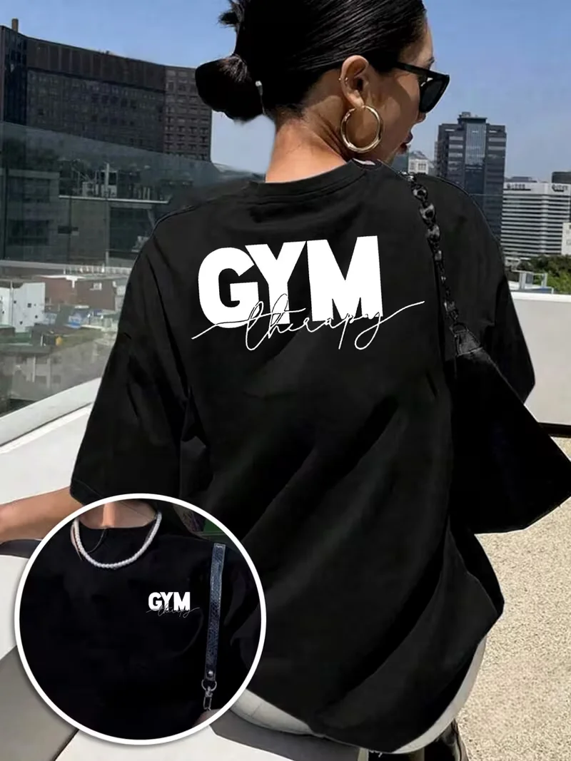 Y2k GYM Therapy Streetwear T Shirt Gift Casual Tee Retro Vintage T Shirt Women Men Cotton Oversized Loose Summer 80S 90S 00S Top