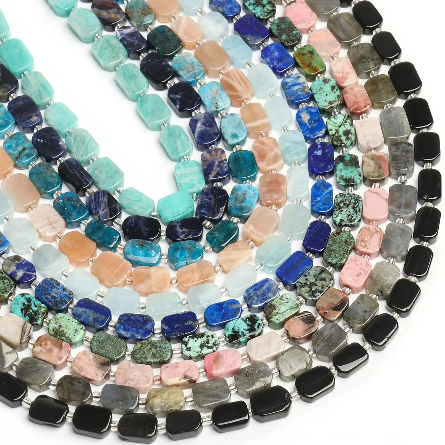 8x12mm AA Natural Amazonite Aquamarine Stone Rectangle Shape Beads For Jewelry Making DIY Bracelet Necklace Beading Accessories