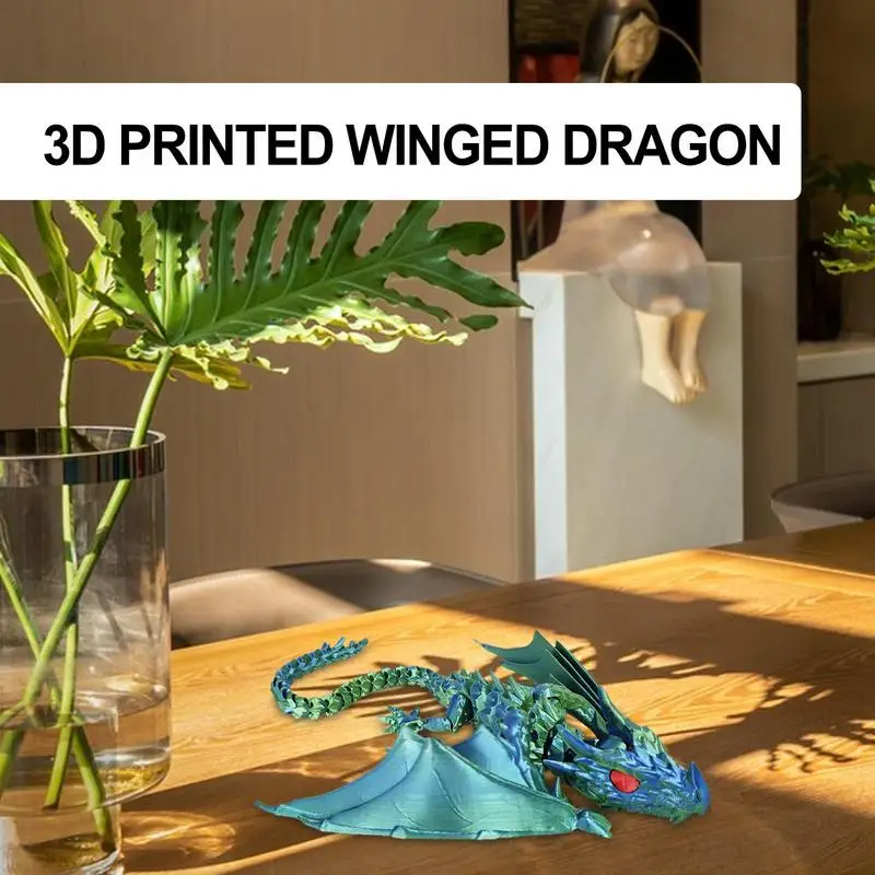 Flexible Articulated Dragon 3D Printed Dragon Toy Articulated Winged Dragon Crystal Dragon Fidget Toy Mythical Pieces