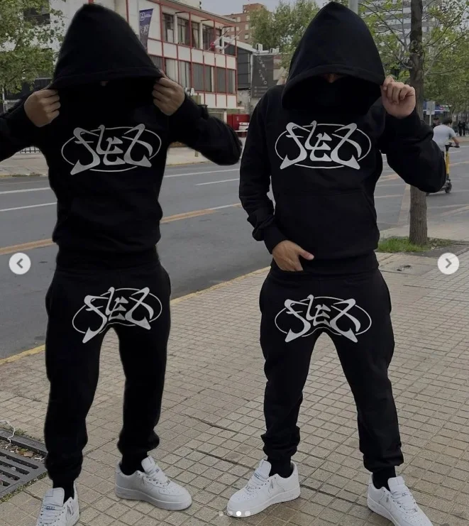 

Новинка 2023 года, комплект с капюшоном Ins Sle с буквенным принтом, свободная повседневная уличная одежда на молнии, длинная толстовка све све со шляпой, модная